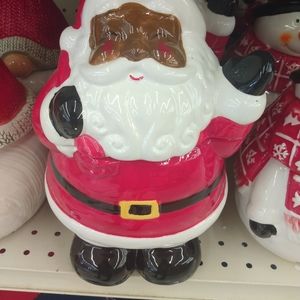 2 New Black Santa cookie jar